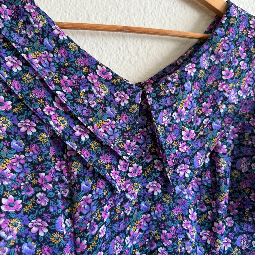 VINGTAGE- Karinstevens Floral Purple Dress- Petites size 6 - Picture 6 of 13